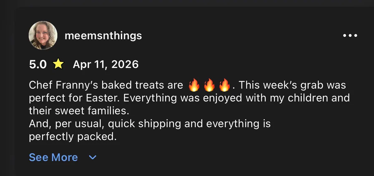 Screenshot of a five-star Whatnot review from meemsnthings